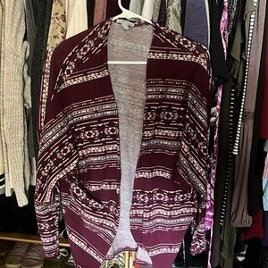 Purple geometric patterned cardigan